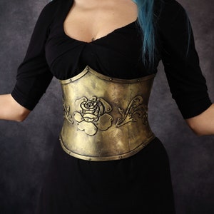 Underbust Corset Steampunk / gothic / post apocalyptic clothing. with rose. EVA foam armor. Fake metal. larp/ cosplay Victorian costume image 2