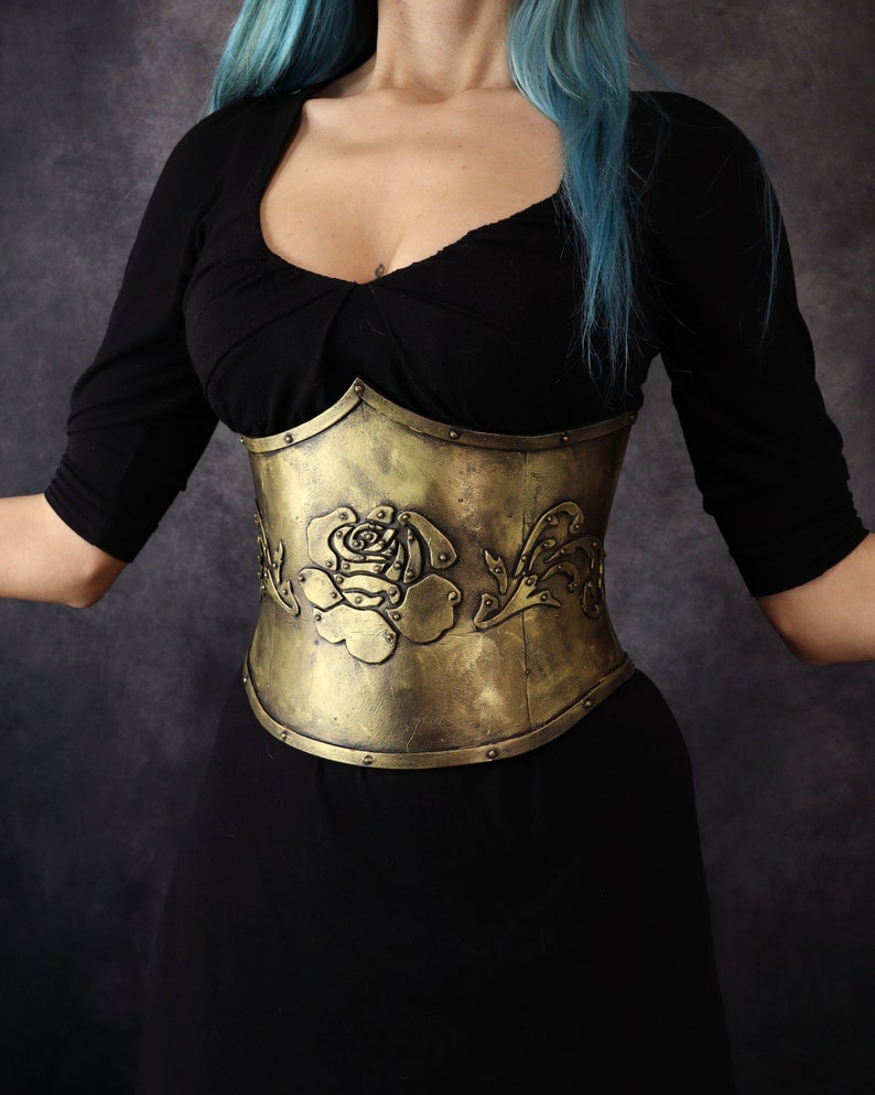 Underbust Corset Steampunk / gothic / post apocalyptic clothing. with rose. EVA foam armor. Fake metal. larp/ cosplay Victorian costume image 2