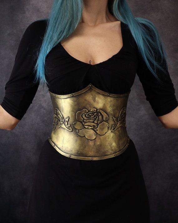 Underbust Corset Steampunk / Gothic / Post Apocalyptic Clothing. With Rose.  EVA Foam Armor. Fake Metal. Larp/ Cosplay Victorian Costume 