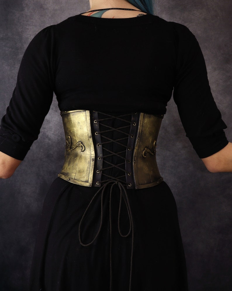 Underbust Corset Steampunk / gothic / post apocalyptic clothing. with rose. EVA foam armor. Fake metal. larp/ cosplay Victorian costume image 6