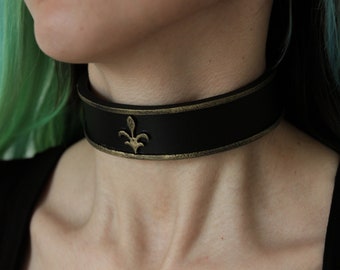 wide steampunk Choker  - black - Copper Silver gold - necklace - gothic alternative punk metal accessories - elegant classy mistress slave