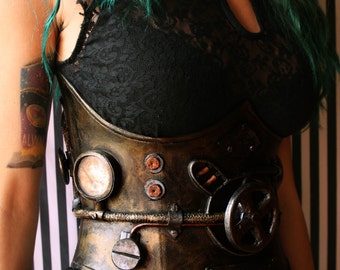 Underbust Steampunk / post apocalyptic Corset, eva foam. Armor like, Fake  metal. diesel punk and steam costume or clothing. cosplay and larp