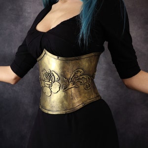 Underbust Corset Steampunk / gothic / post apocalyptic clothing. with rose. EVA foam armor. Fake metal. larp/ cosplay Victorian costume image 3