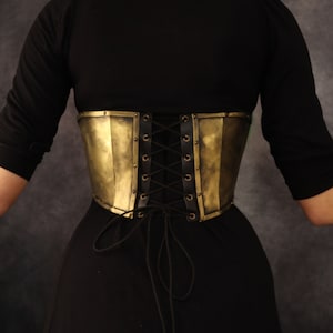 Wide belt/Waist cincher with corset closure. Perfect for steampunk, goth, pagan, victorian or fantasy outfit. Harness Made with EVA foam image 6