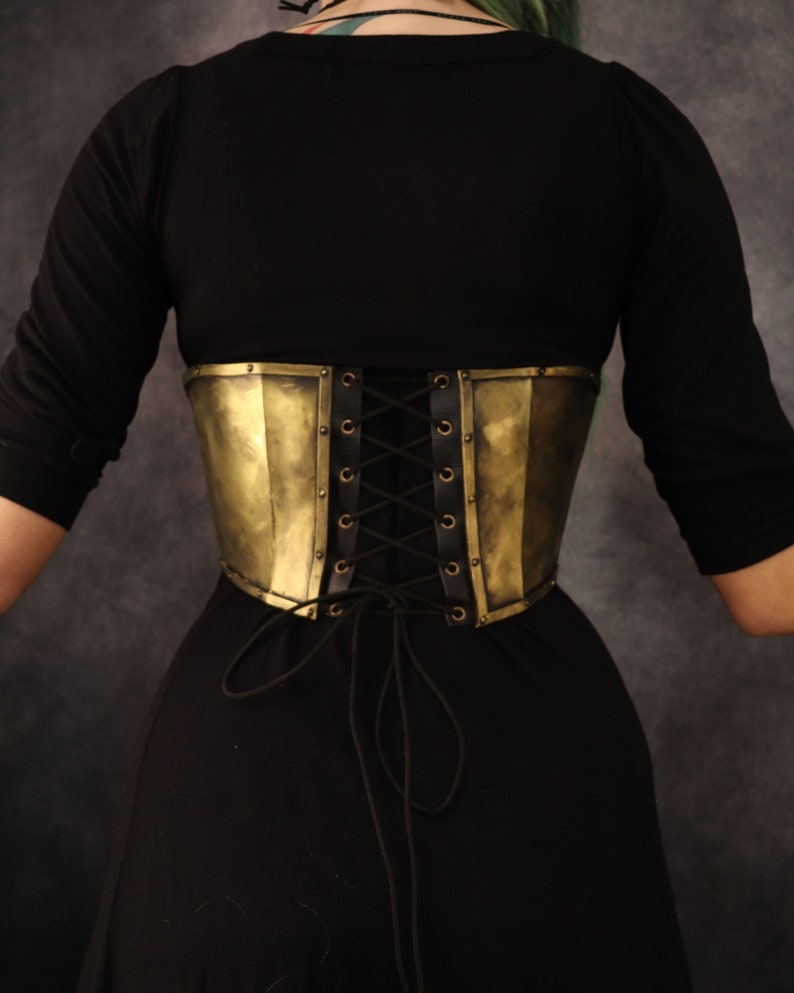 Wide belt/Waist cincher with corset closure. Perfect for steampunk, goth, pagan, victorian or fantasy outfit. Harness Made with EVA foam image 6