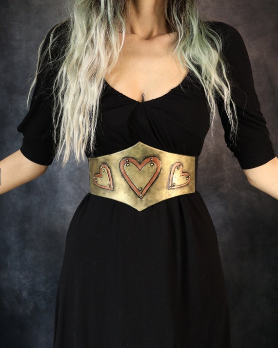 Gothic / Steampunk Waist Belt / Underbust Corset With Hearts. Armor Like,  Fake Metal. Fantasy / Cute /romantic / Larp Costume Clothing -  Canada