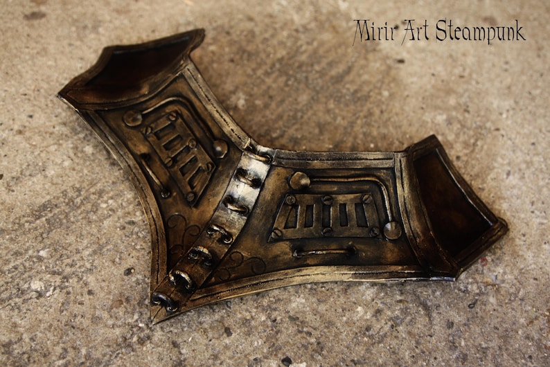 steampunk tall necklace/choker. corset effect. armor like, fake metal made with EVA foam. steampunk post apocalyptic costume larp clothing image 4