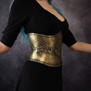 Underbust Corset Steampunk / gothic / post apocalyptic clothing. with rose. EVA foam armor. Fake metal. larp/ cosplay Victorian costume image 5