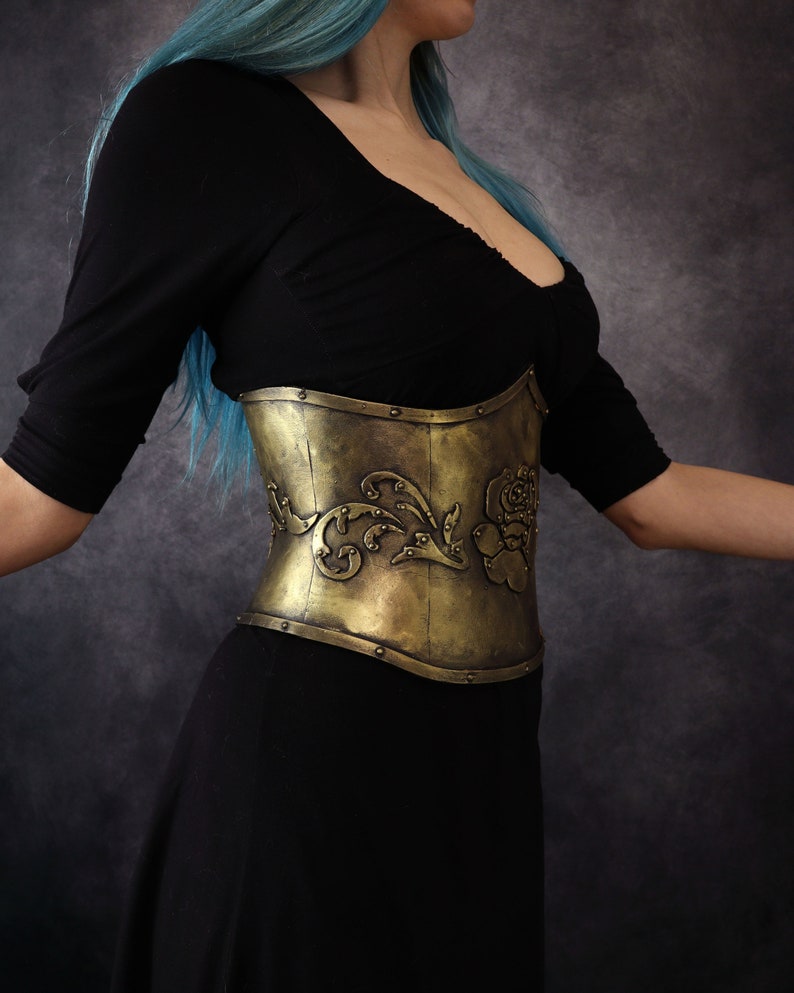 Underbust Corset Steampunk / gothic / post apocalyptic clothing. with rose. EVA foam armor. Fake metal. larp/ cosplay Victorian costume image 5