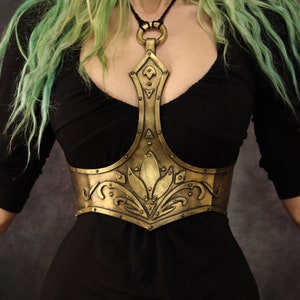 Wide belt/Waist cincher with corset closure. Perfect for steampunk, goth, pagan, victorian or fantasy outfit. Harness Made with EVA foam image 2