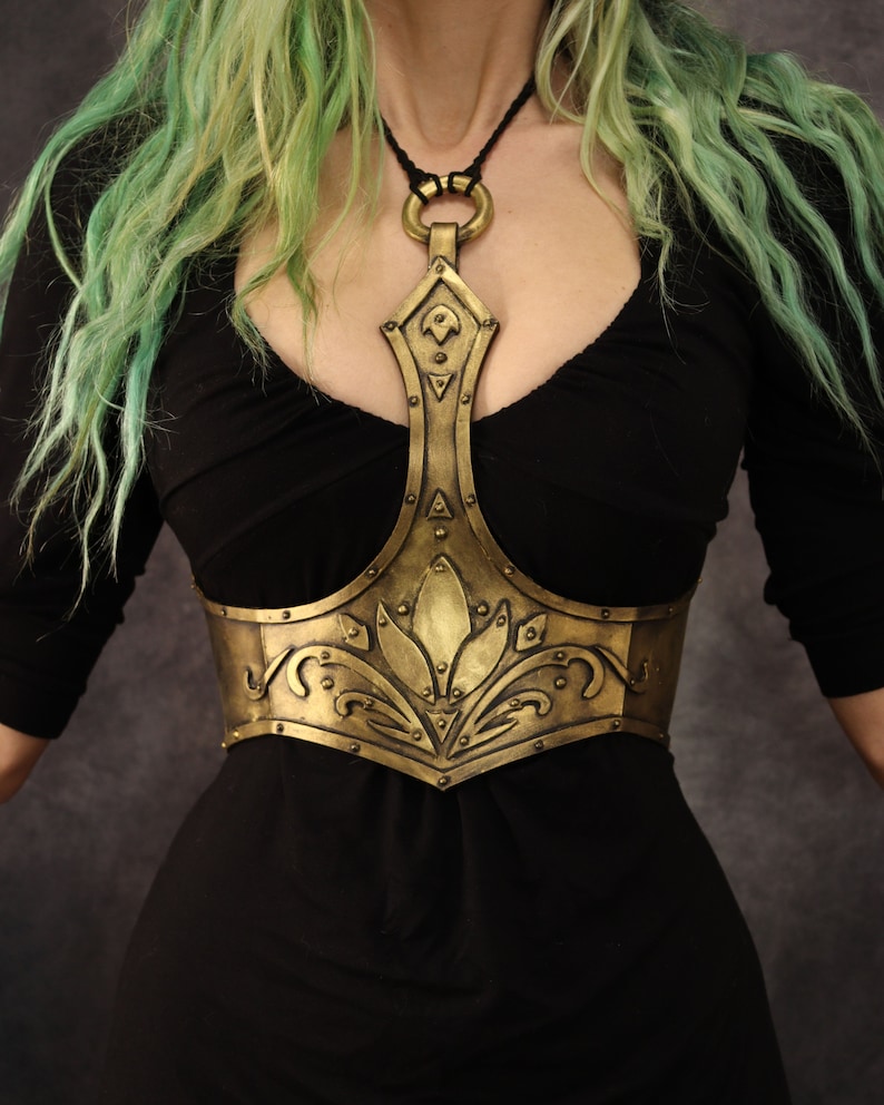 Wide belt/Waist cincher with corset closure. Perfect for steampunk, goth, pagan, victorian or fantasy outfit. Harness Made with EVA foam image 2