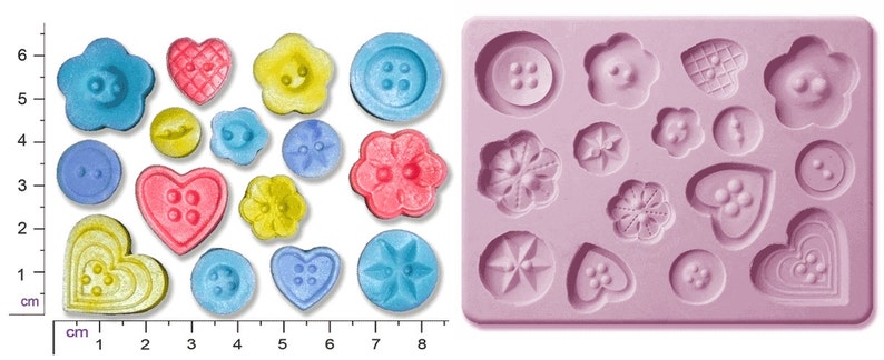 BUTTON BUTTONS #2 Craft Sugarcraft Sculpey Silicone Rubber Mould
