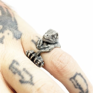 Velociraptor – Blau – Baby-Raptor-Ring – 925er Silber-Tierringe – Jurassic Park-Ring – Jurassic World-Juwel