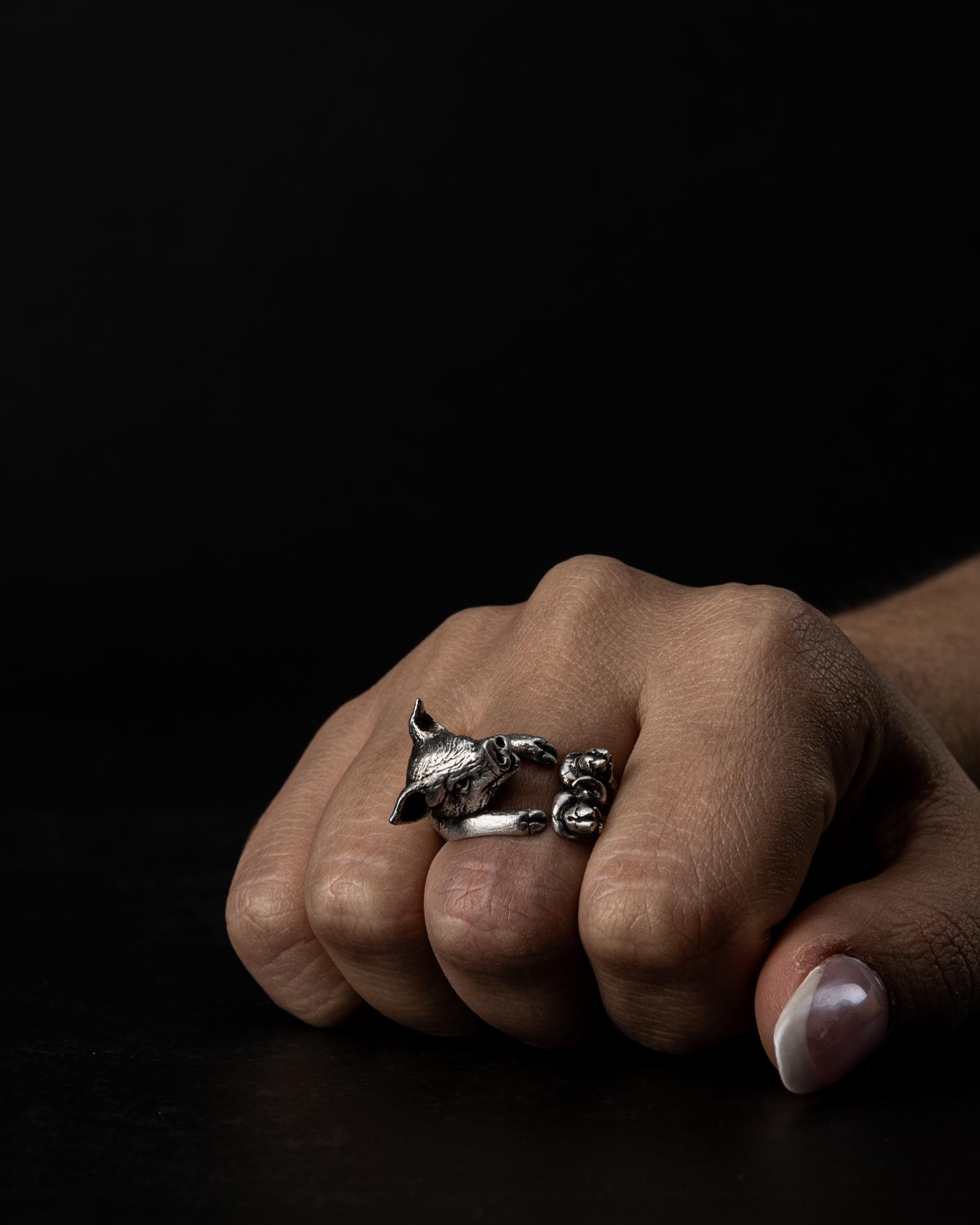 e.m. 豚リング 豚 - 925シルバー豚リング - 動物リング - Etsy 日本