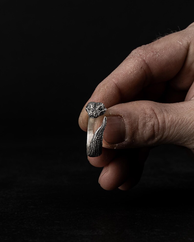 Python - Anel de cobra em prata 925 - Joias de cobra imagem 2