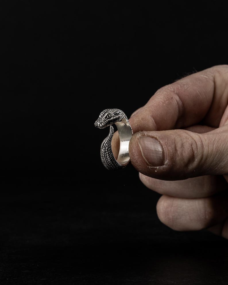 Python - Anel de cobra em prata 925 - Joias de cobra imagem 3