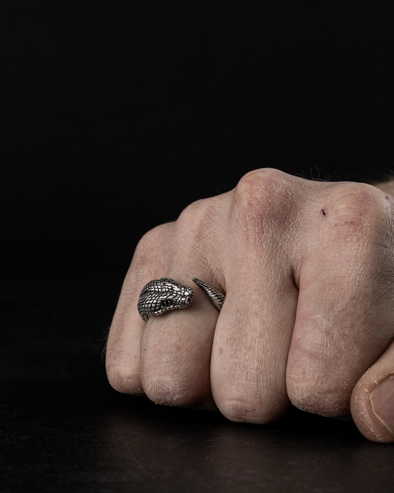 Python - Anel de cobra em prata 925 - Joias de cobra imagem 1