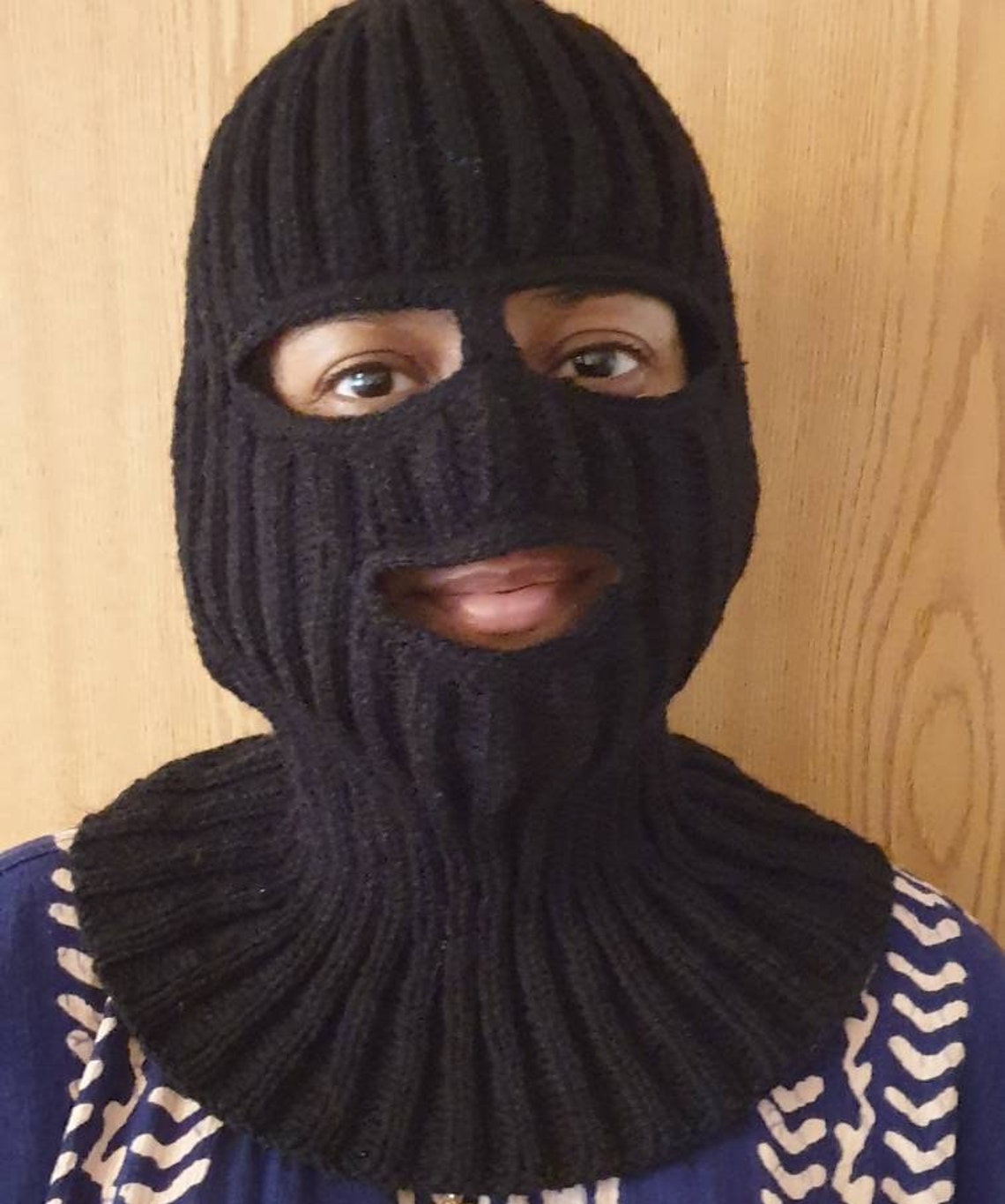 Knitted Balaclava in Black - Etsy