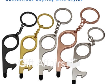 Contactless Keychain Tool: Zinc Alloy Touch Screen Stylus, Door Opener