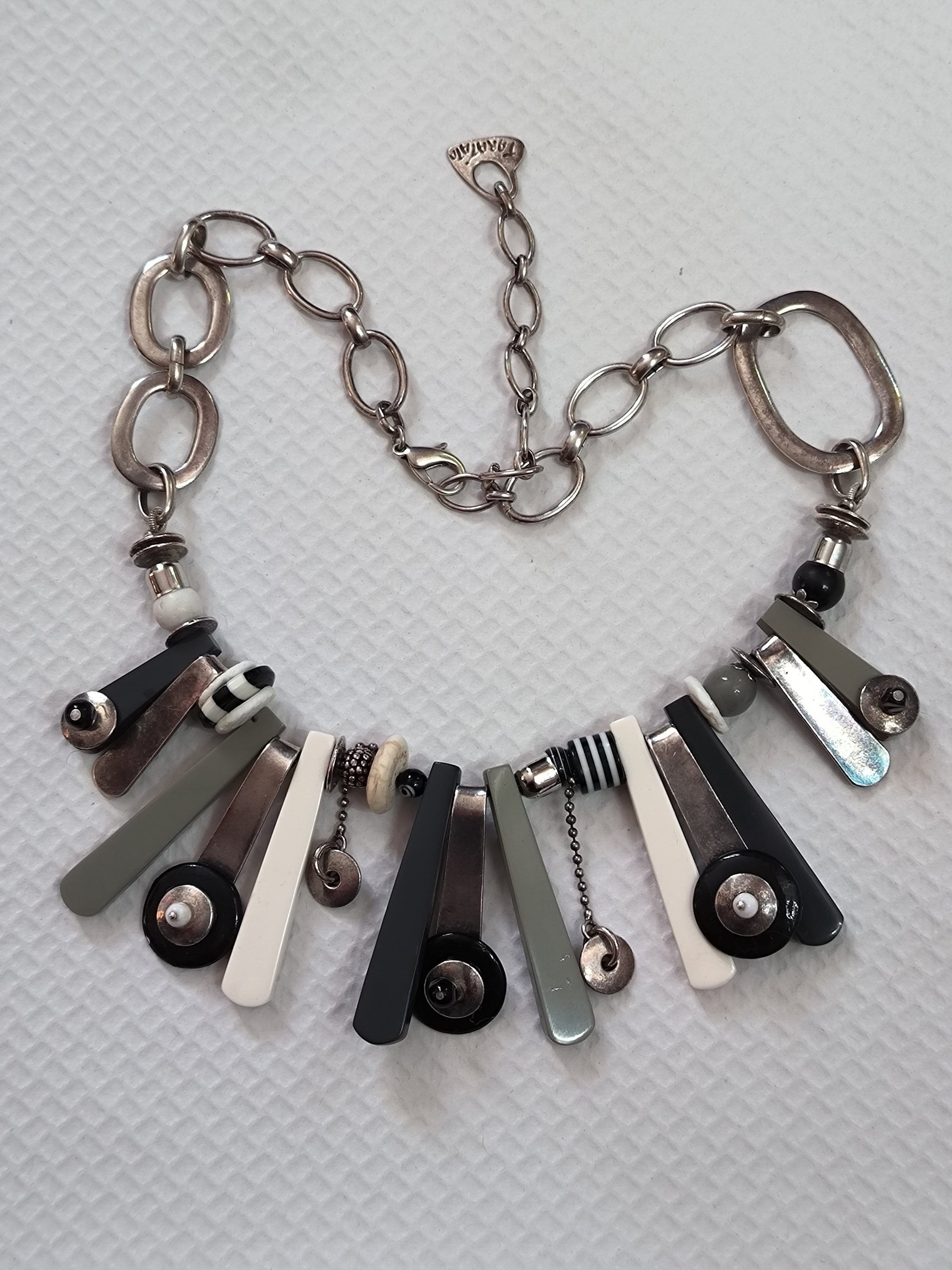 Collier Vintage TARATATA Signé - Collection POTAGE 2012 - Métal Et émail Multicolore