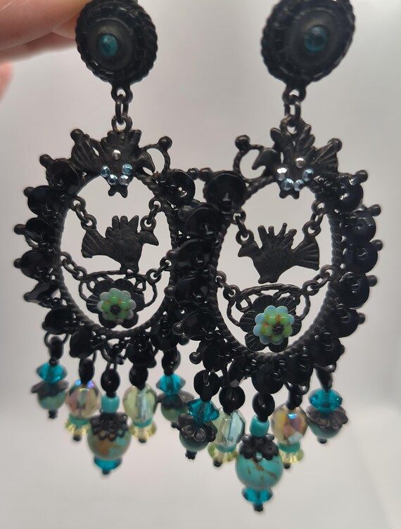 Boucles D'oreilles Vintage JL BLIN Clips Bleus - Créateur Français - Occasion