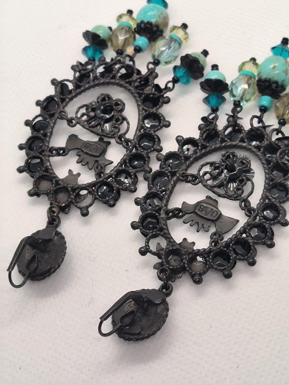 Boucles d'oreilles GAS Bijoux - Serti Cage bleu turquoise