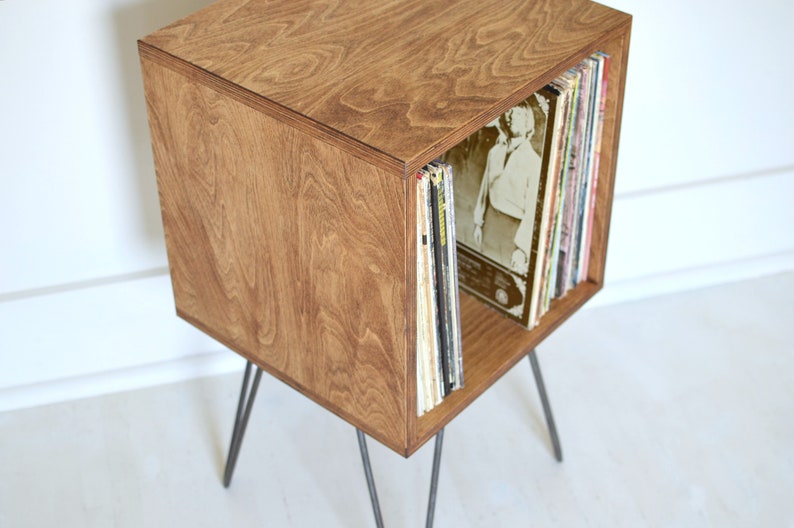 Mid-Century Modern Cabinet Bookcase Vinyl Album Storage TV Stand Hairpin Legs Zero-VOC Finish image 6