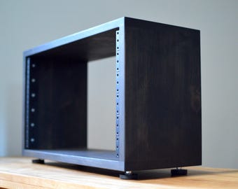 Mueble de estudio 6U hecho a mano / Rack de audio de madera maciza
