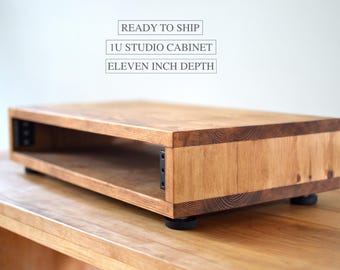READY TO SHIP | 1U Studio Cabinet - 11 Inch Cabinet Depth | Autumn Finish | Audio Rack | Rackmount | Music Studio Furniture