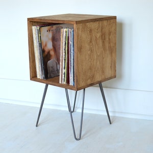 Mid-Century Modern Cabinet Bookcase Vinyl Album Storage TV Stand Hairpin Legs Zero-VOC Finish image 4