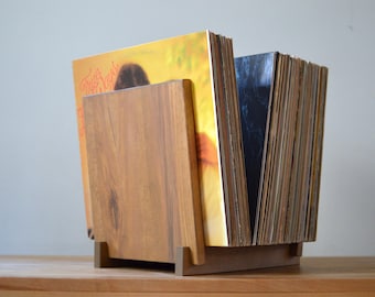 Vinyl Record Storage Flip Rack | Handmade Solid Hardwood Album Display