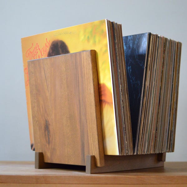 Vinyl Record Storage Flip Rack | Handmade Solid Hardwood Album Display