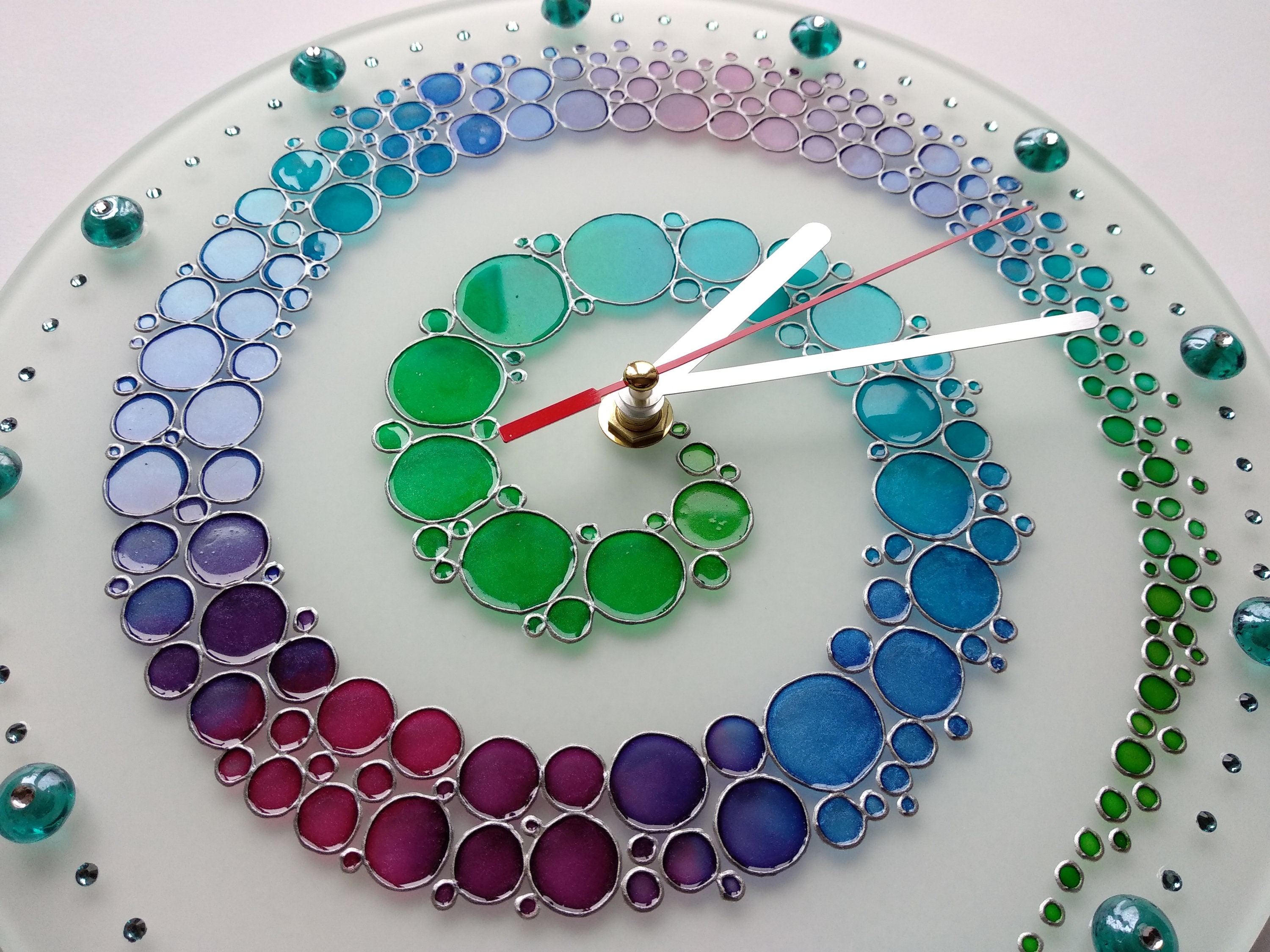 Colorful glass wall clock the colored bubbles wall clock Etsy
