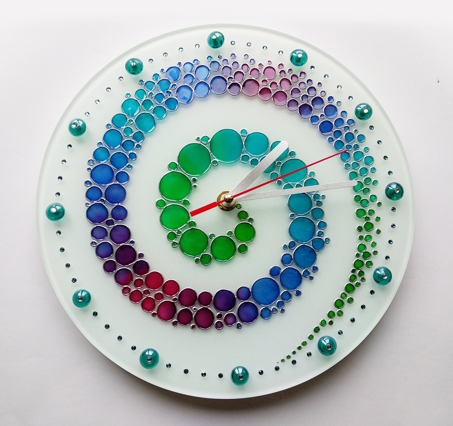 Colorful glass wall clock the colored bubbles wall clock Etsy