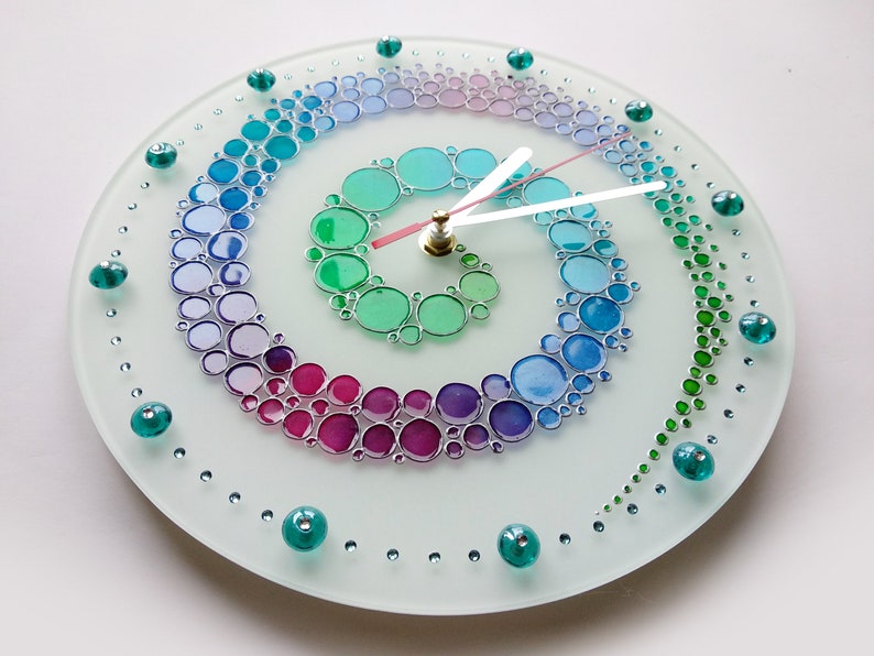 Colorful glass wall clock the colored bubbles wall clock Etsy