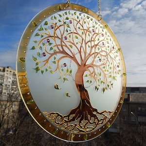 Tree of life, hanging suncatcher, stained glass,celtic tree of life, tree wall art, stained glass window hangings, glass art, ornament