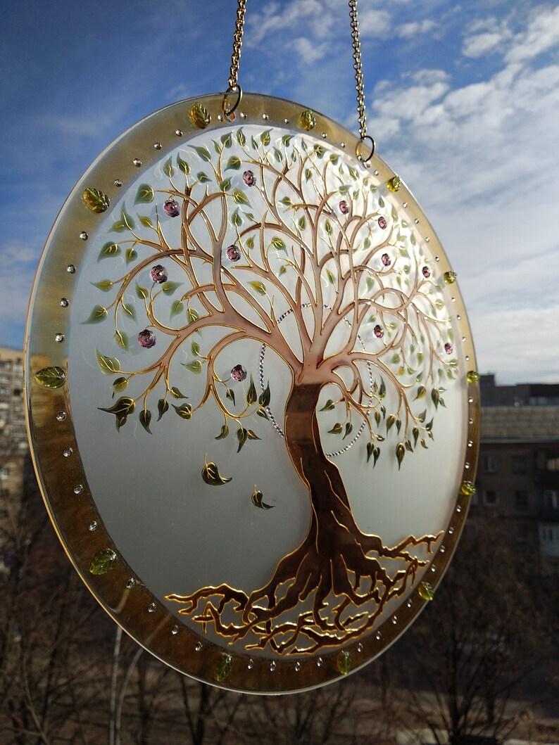 Suncatcher tree of life Stained glass suncatcher Tree of Etsy