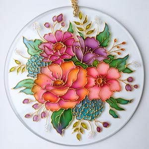Stained Glass Flower Suncatcher: Handmade Floral Window Art