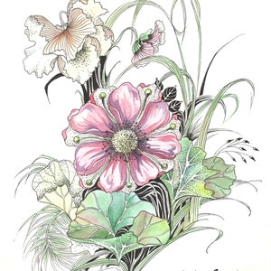 Watercolor digital print with flowers, Poster PNG, Digital illustration, Ukrainian drawing, Bouquet flowers, Graphics, Ukraine clipart