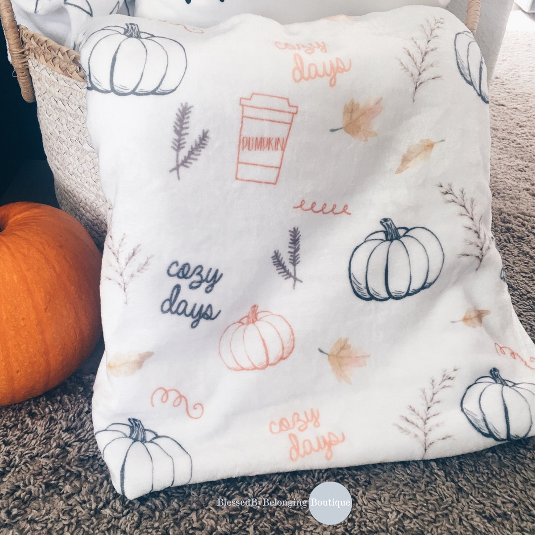 Fall Throw Blanketcozy Days Blanketpumpkin Blanketpumpkin Etsy