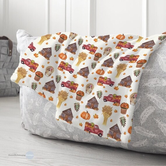Fall Throw Blanket-Thanksgiving Blanket-Autumn Blankets-Fall Pumpkin Blanket-Fall Bedding-Pumpkin Bedding-Halloween Blanket-Farmhouse Fall