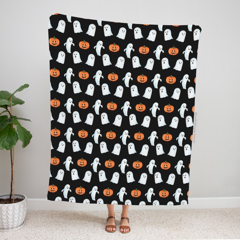 Halloween Throw Blankethalloween Blanketsghost Pumpkin Etsy