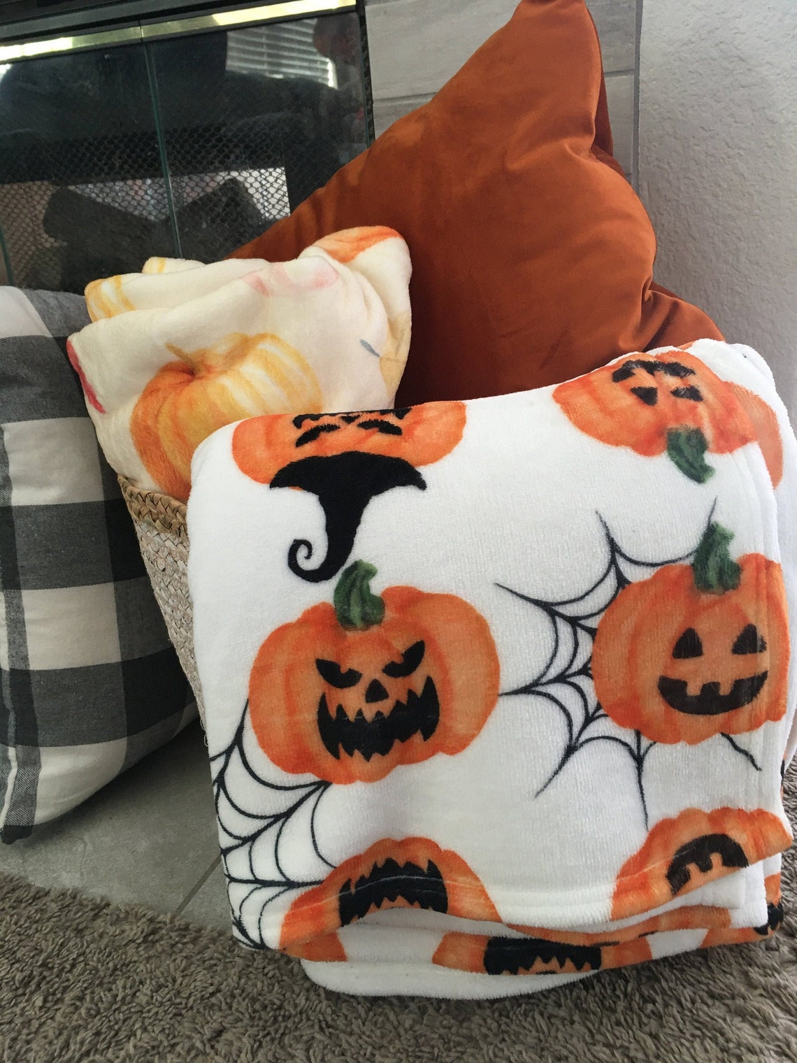 Halloween Blanketpumpkin Throw Blanket Etsy