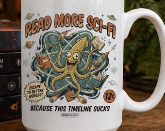 Retro Sci-Fi Mug | Book Lover Gift, Alien Design