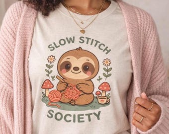Cute Sloth Crocheting T-Shirt for Crafters, One Stitch at a Time Tee, Gift for crocheters, Crochet tshirt, spring crochet shirt, sloths