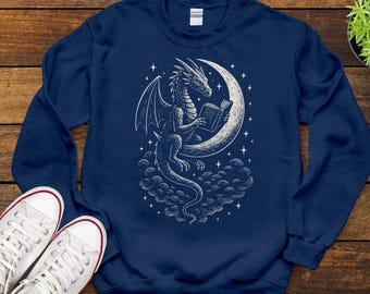Dragon Reading Book Sweatshirt: Fantasy Reader Crewneck