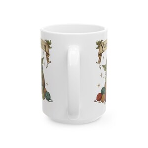 Mug lutin en fil de fer | Tasse en céramique de 15 oz avec un joli lutin au crochet et du fil, tasse amateur au crochet, tasse à café en tricot, récupérateur de fil image 5