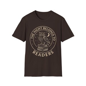 Book lover Tshirt, Night Owl Reader shirt, The Night Belongs to Readers, Literary Apparel, Bookish tee image 4