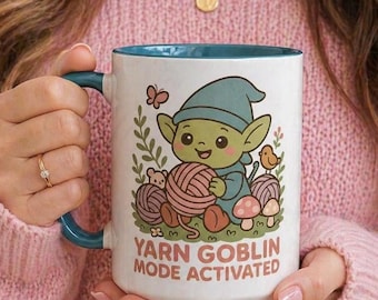 Yarn Goblin Mode Activated Mug | crochet themed coffee mug, gift for crocheter