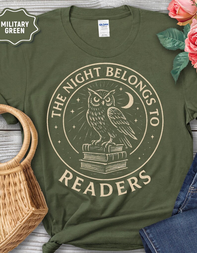 Book lover Tshirt, Night Owl Reader shirt, The Night Belongs to Readers, Literary Apparel, Bookish tee image 9